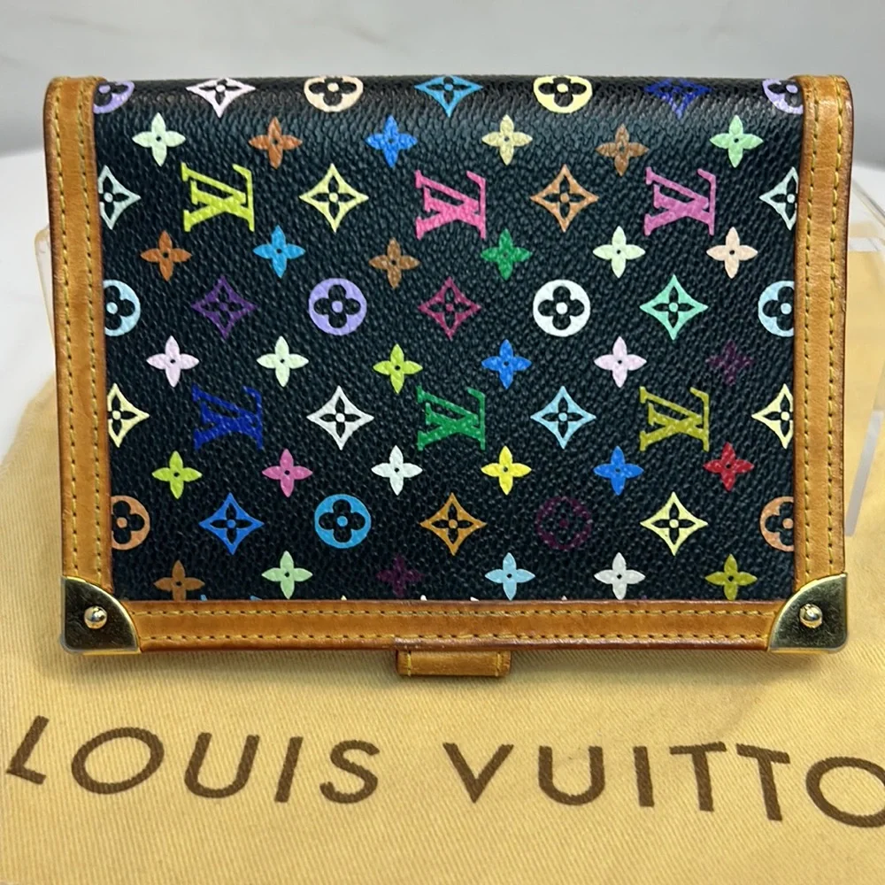 Louis Vuitton monogram multicolor agenda-wallet black authentic guarante…